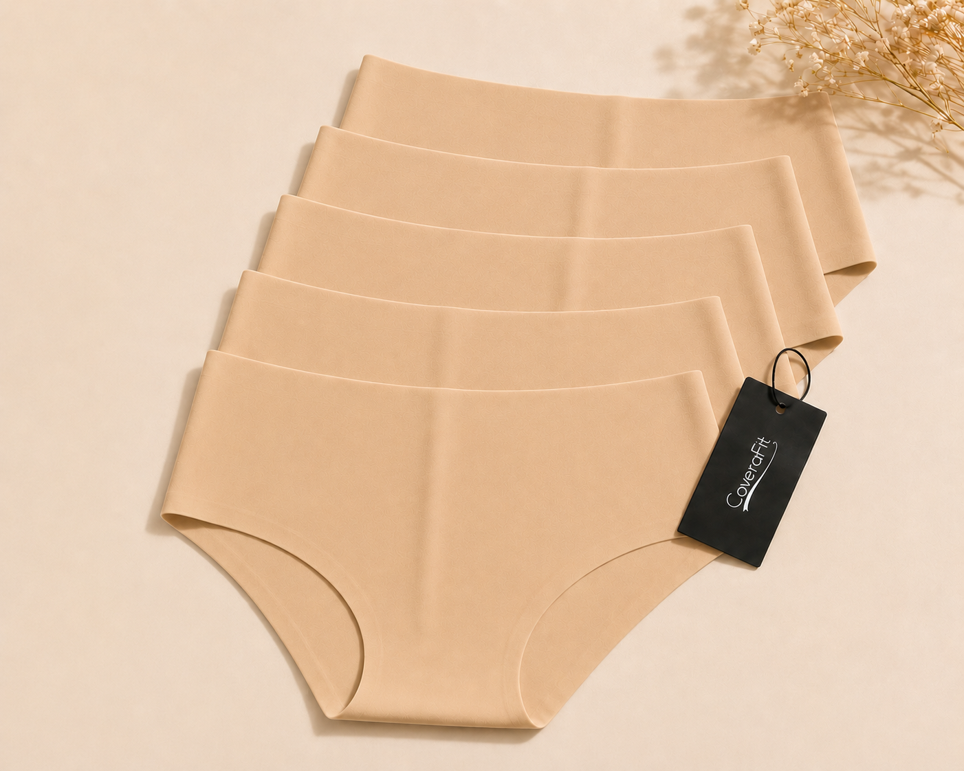Women's Seamless Bikini Underwear- Bundle (5-pack/all beige)