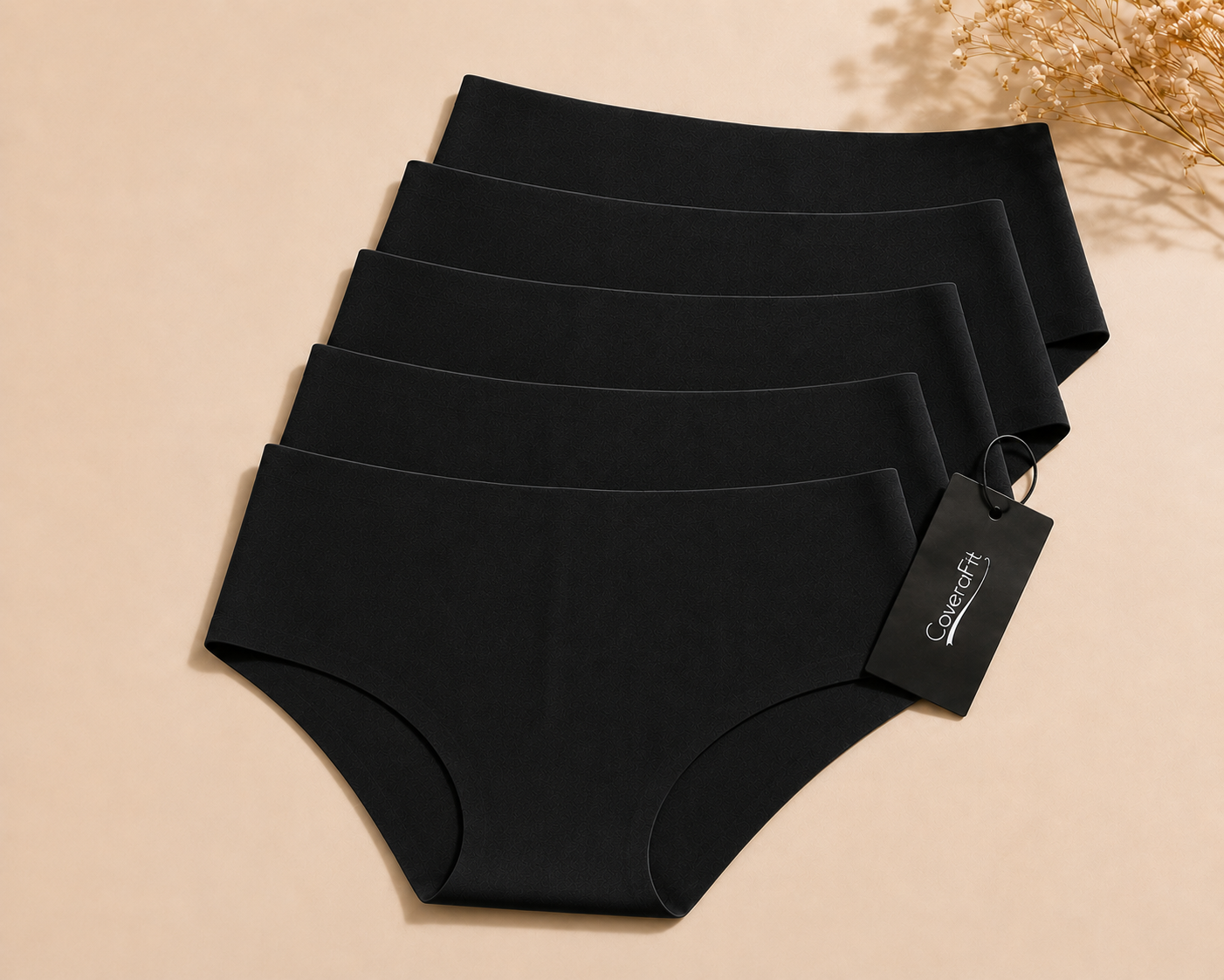 Women's Seamless Bikini Underwear- Bundle (5-pack/all black)