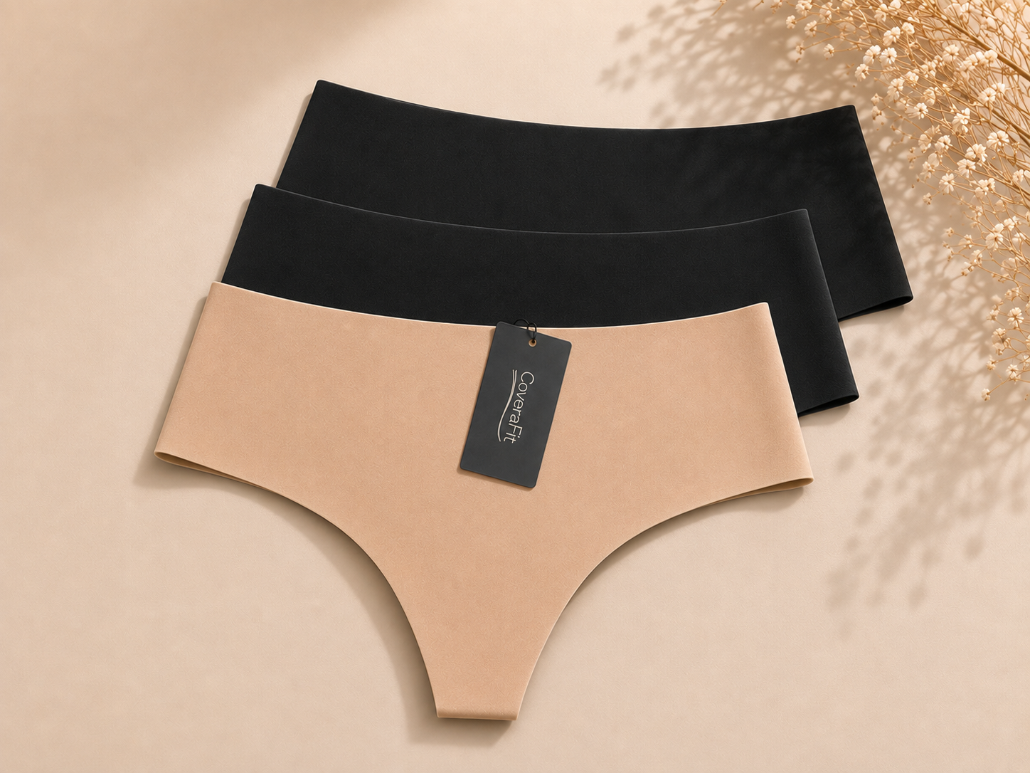 Women's Seamless Hipster Underwear- Trio (3-pack/2 black, 1 beige)